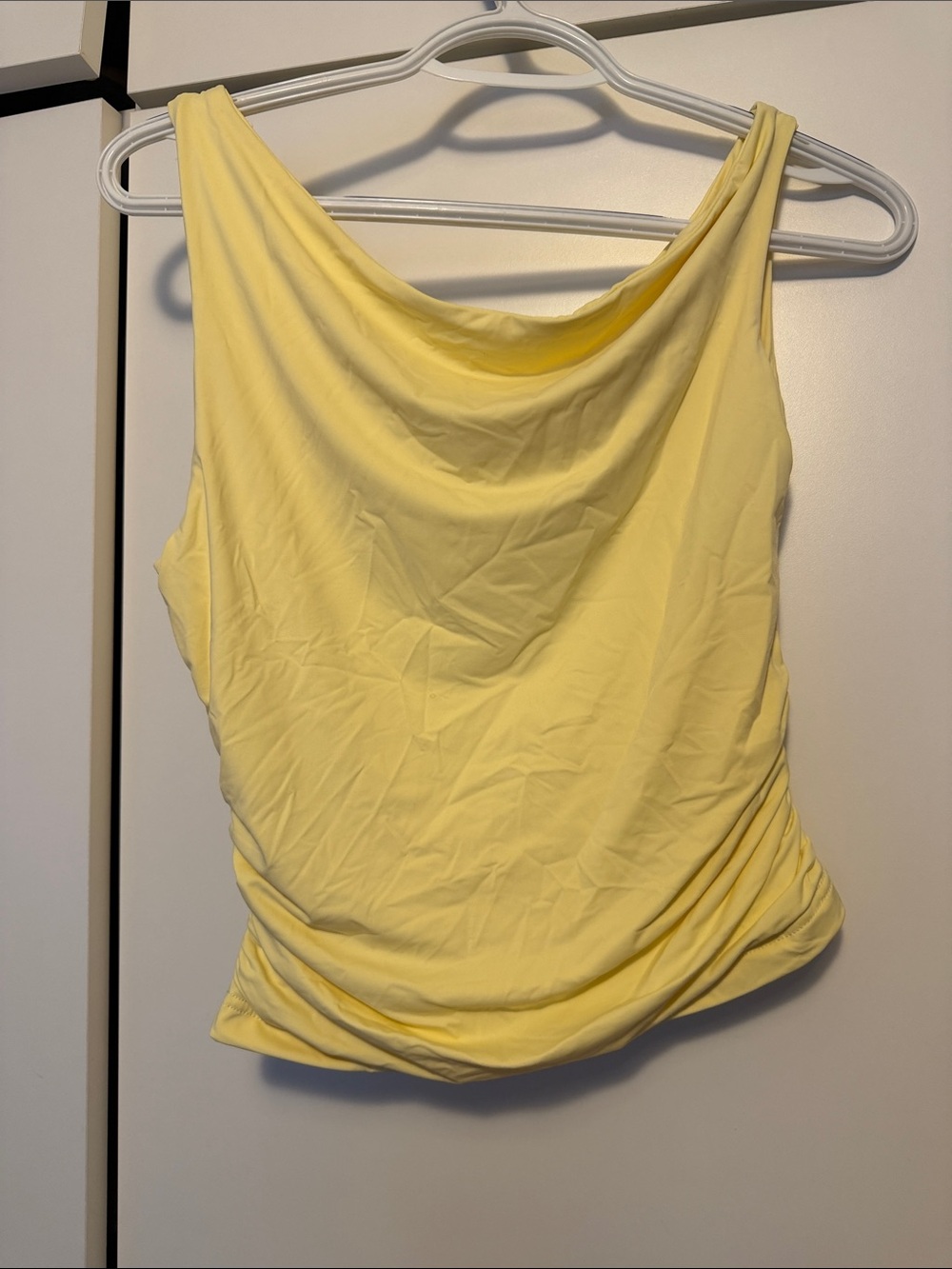 Women's Draped Neck Tank Top - Yellow